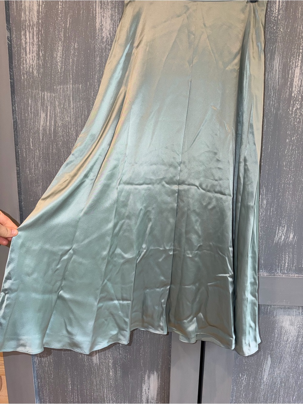 Kate Spade Silk Midi Skirt Mint Green Overlap Slit Size 0 Satin Skirt - Picture 9 of 9